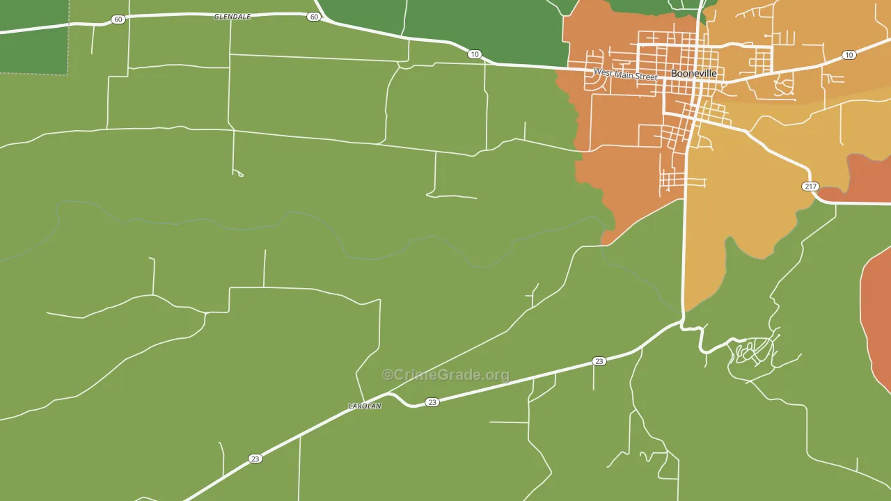 Carolan, AR Map of Robbery Rates