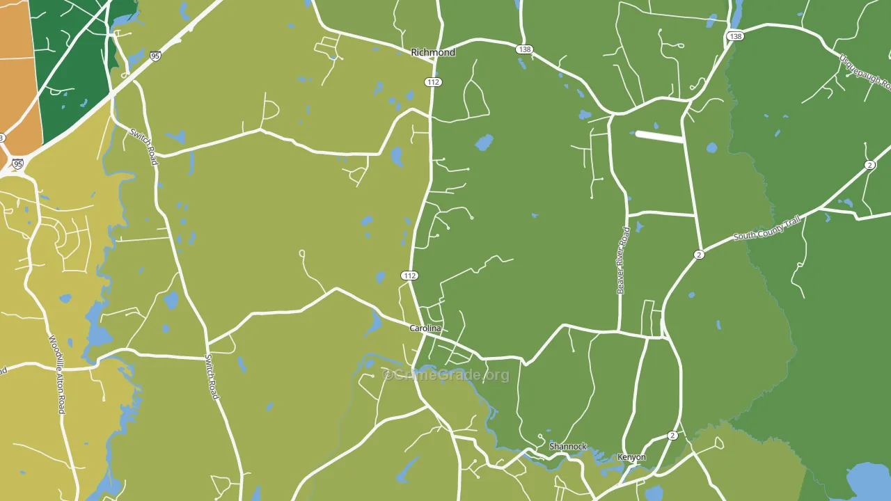 Carolina, RI Map of Robbery Rates