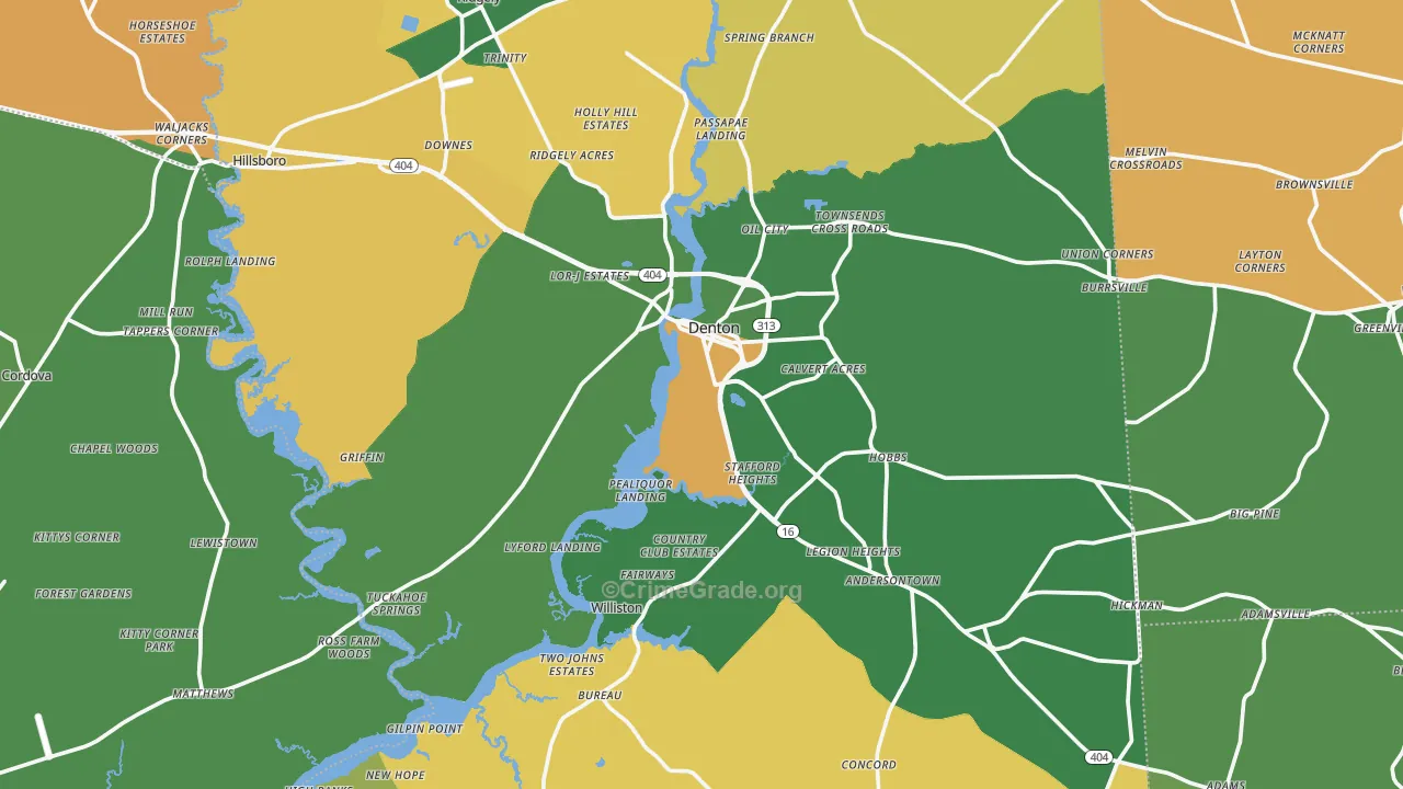 Caroline County, MD Map of Robbery Rates