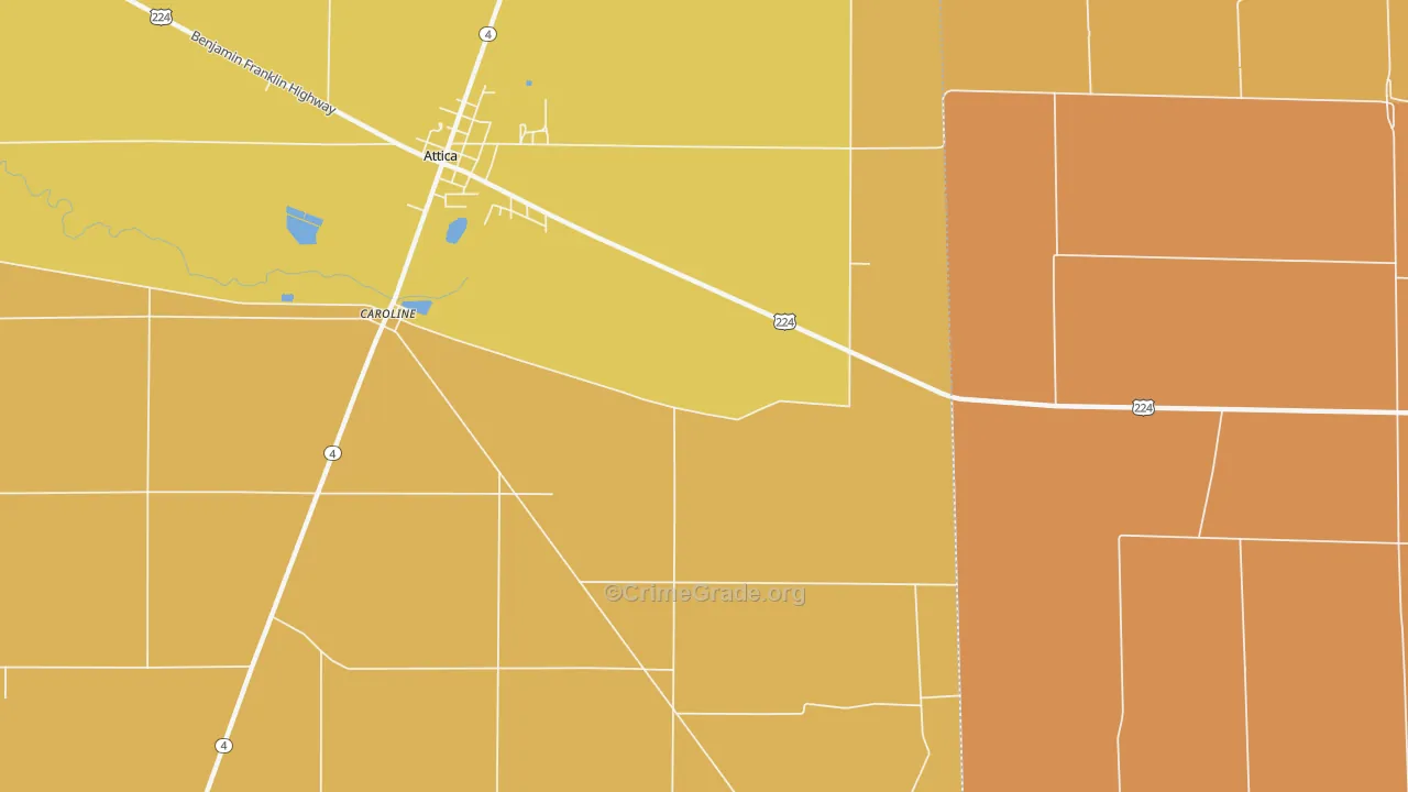 Caroline, OH Map of Robbery Rates