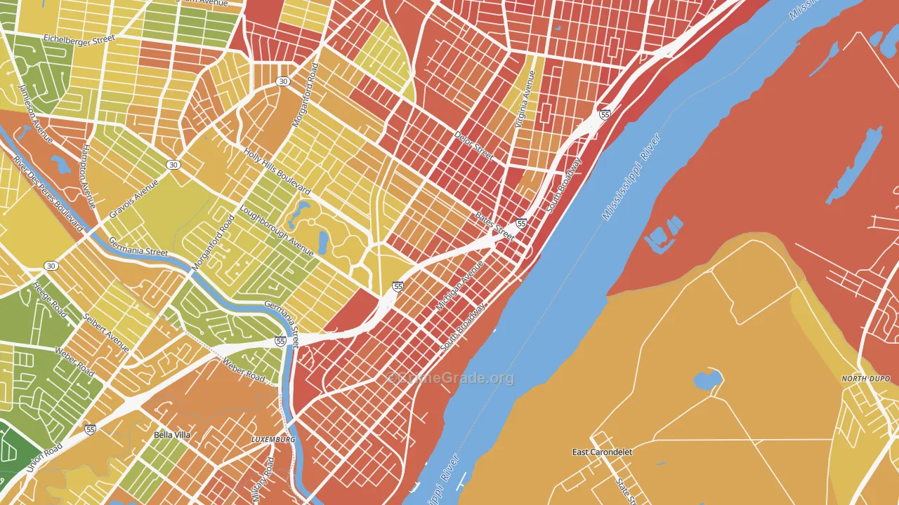 Carondelet, St. Louis, MO Map of Robbery Rates