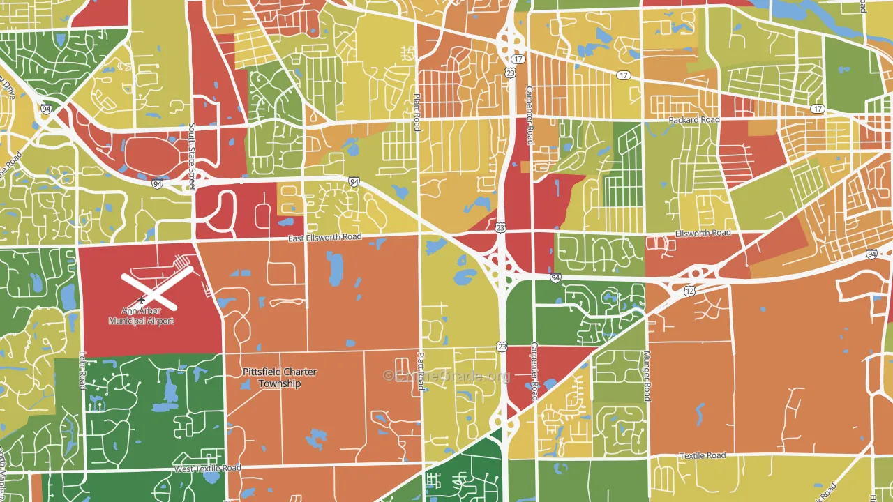 Carpenter, Ann Arbor, MI Map of Robbery Rates