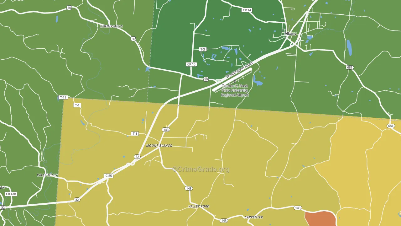 Carpenter, OH Map of Robbery Rates