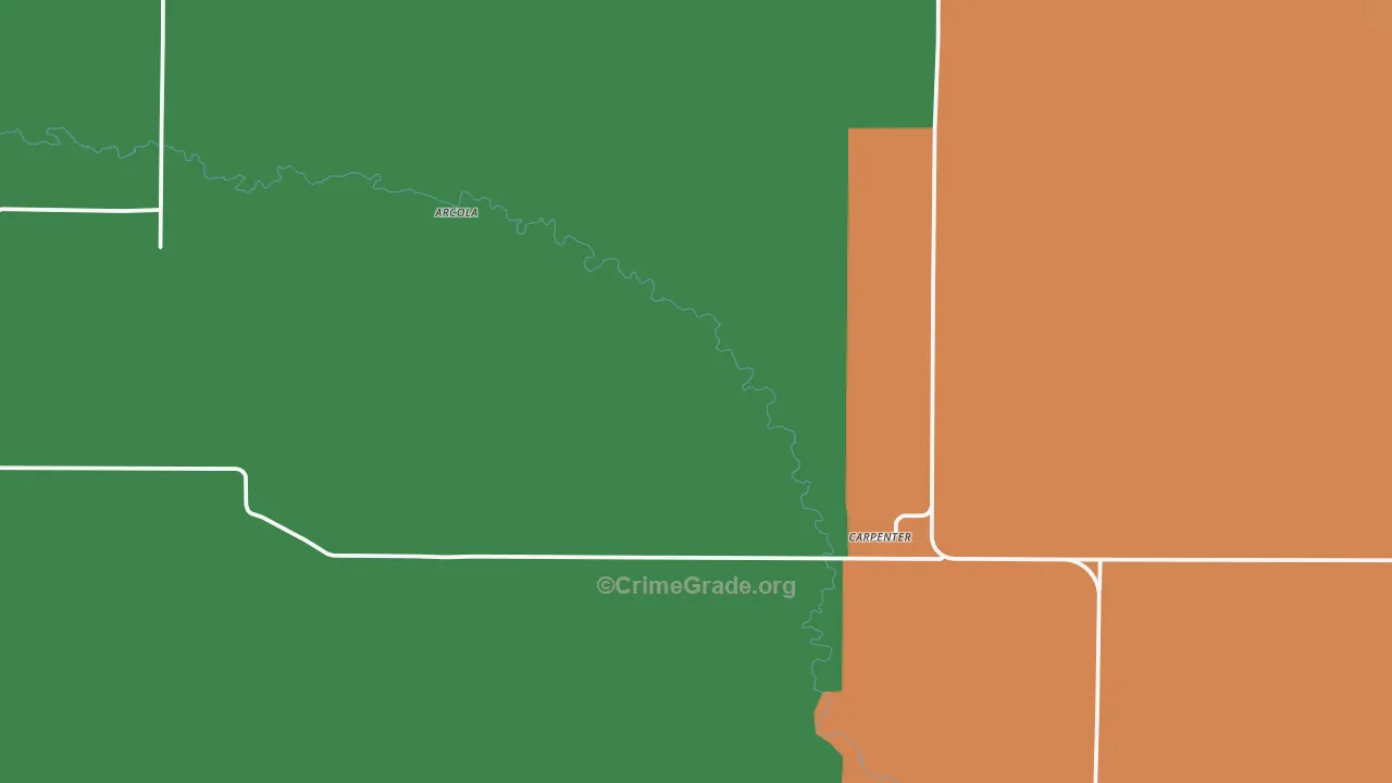 Carpenter, WY Map of Robbery Rates