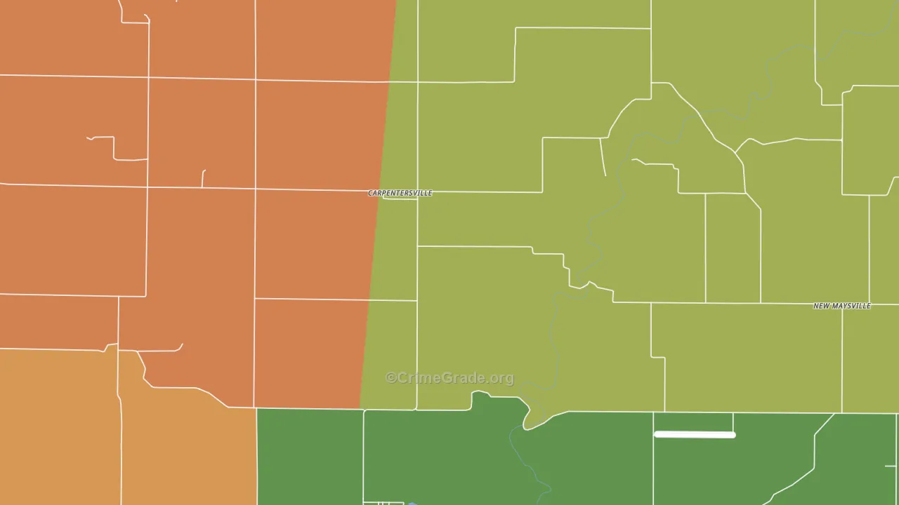 Carpentersville, IN Map of Robbery Rates