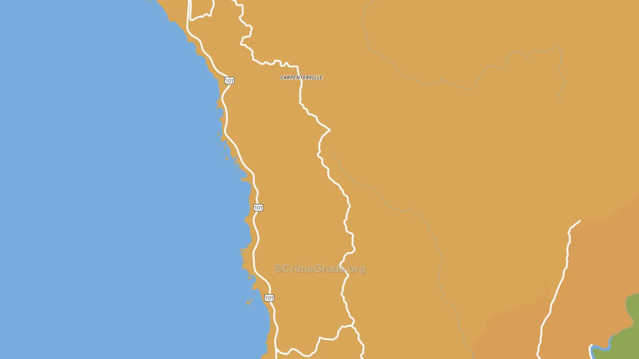 Carpenterville, OR Map of Robbery Rates