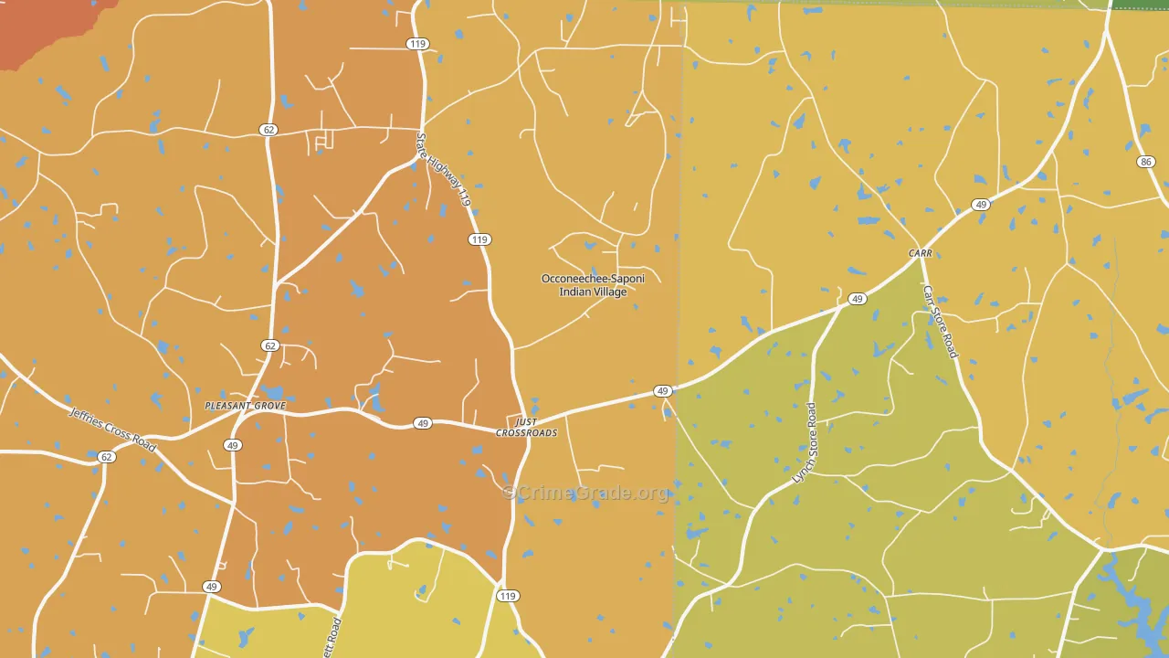 Carr, NC Map of Robbery Rates