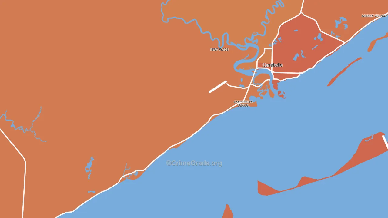Carrabelle Beach, FL Map of Robbery Rates
