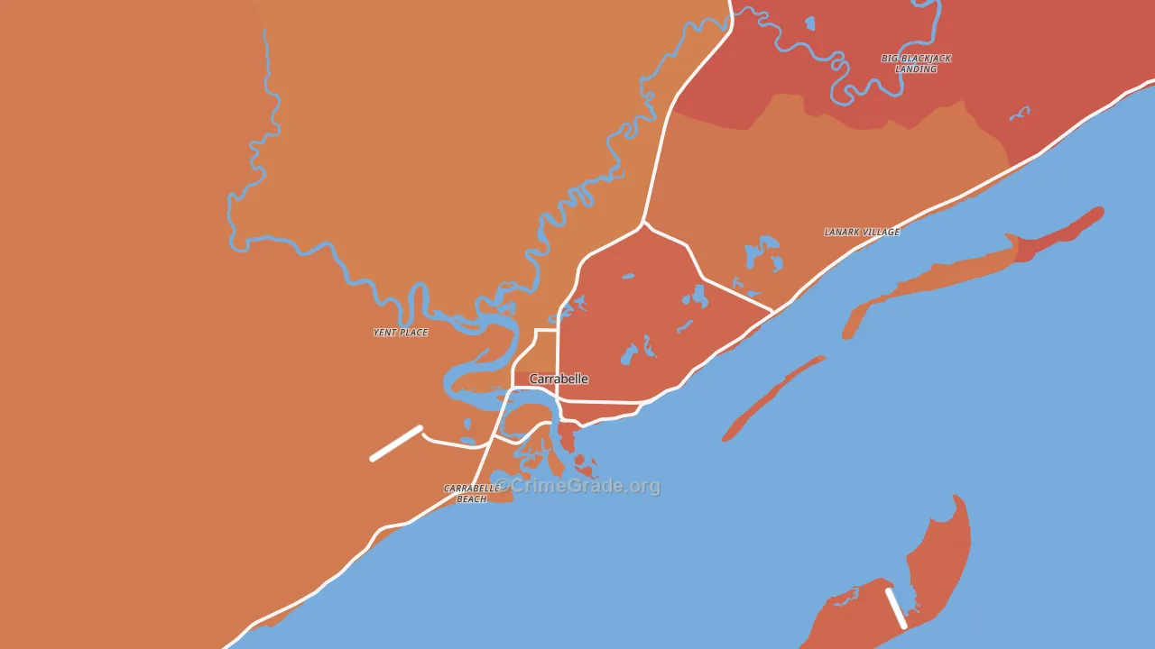 Carrabelle, FL Map of Robbery Rates