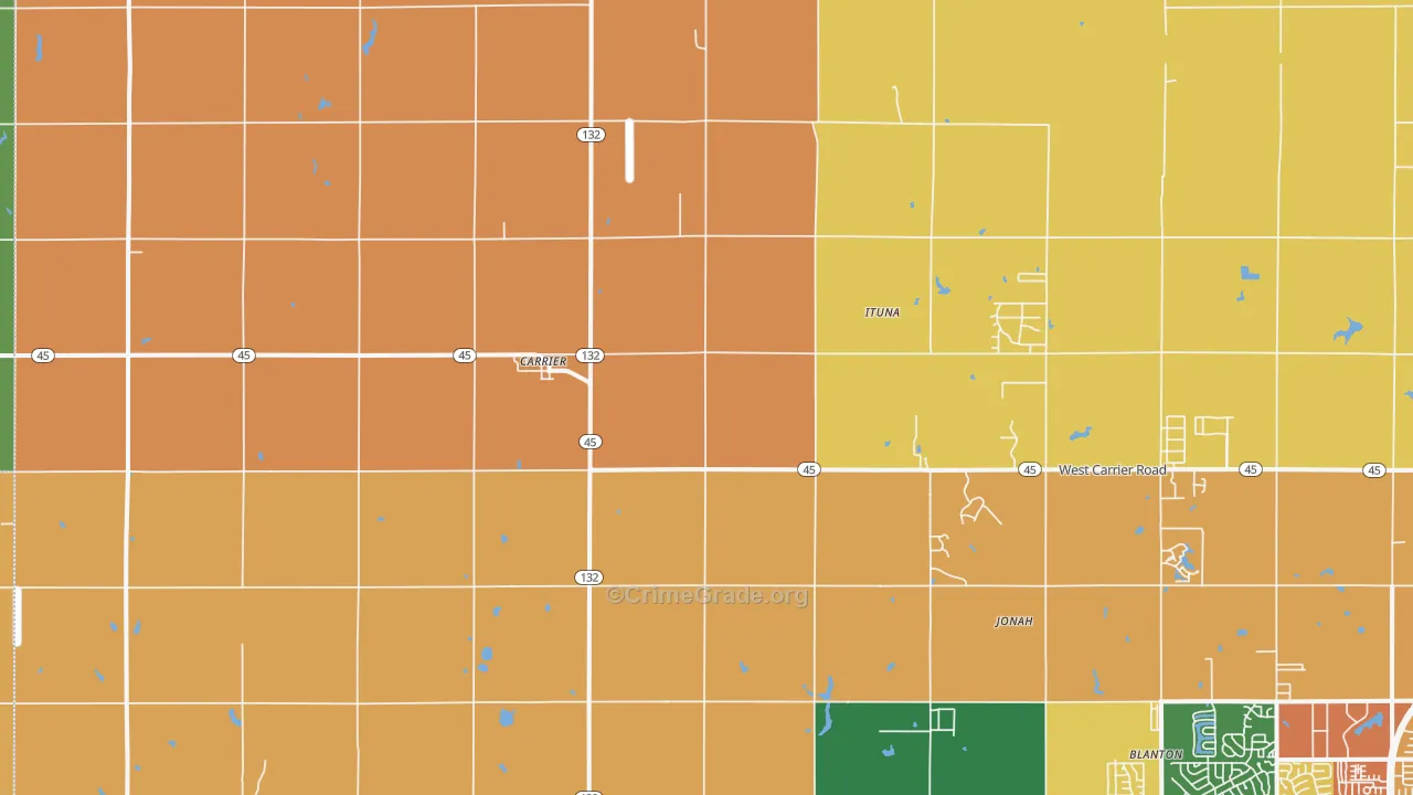Carrier, OK Map of Robbery Rates