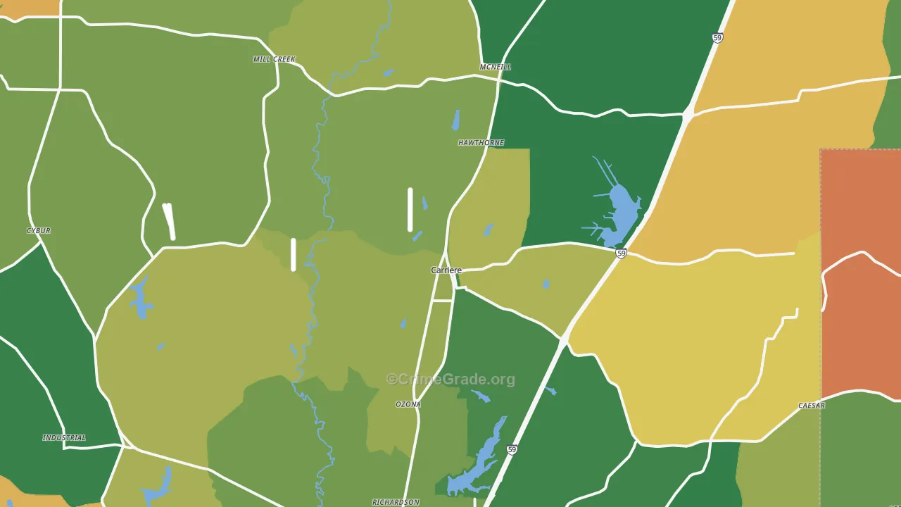 Carriere, MS Map of Robbery Rates