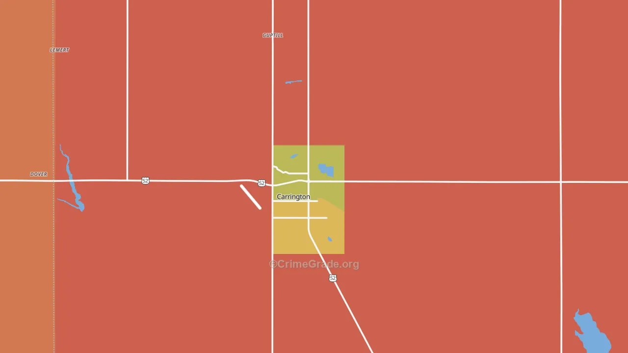 Carrington, ND Map of Robbery Rates