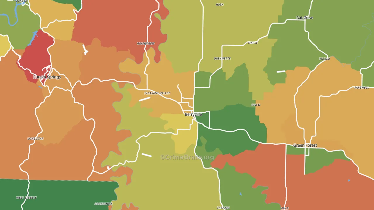 Carroll County, AR Map of Robbery Rates