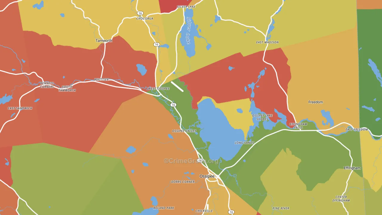 Carroll County, NH Map of Robbery Rates
