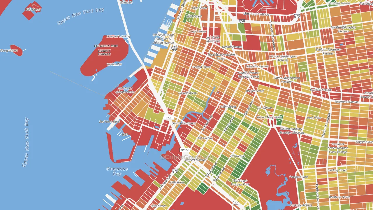 Carroll Gardens, Brooklyn, NY Map of Robbery Rates