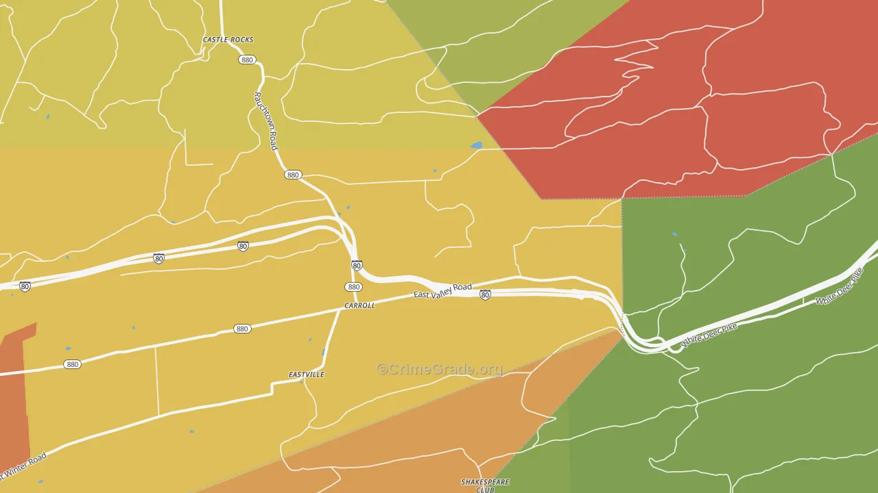 Carroll, PA Map of Robbery Rates