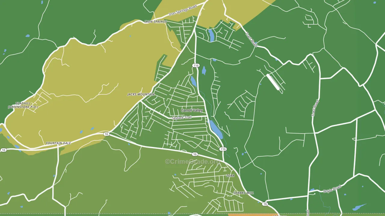 Carroll Valley, PA Map of Robbery Rates