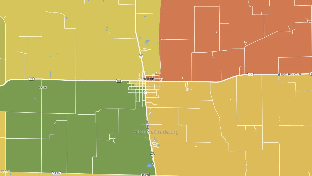 Carrollton, IL Map of Robbery Rates