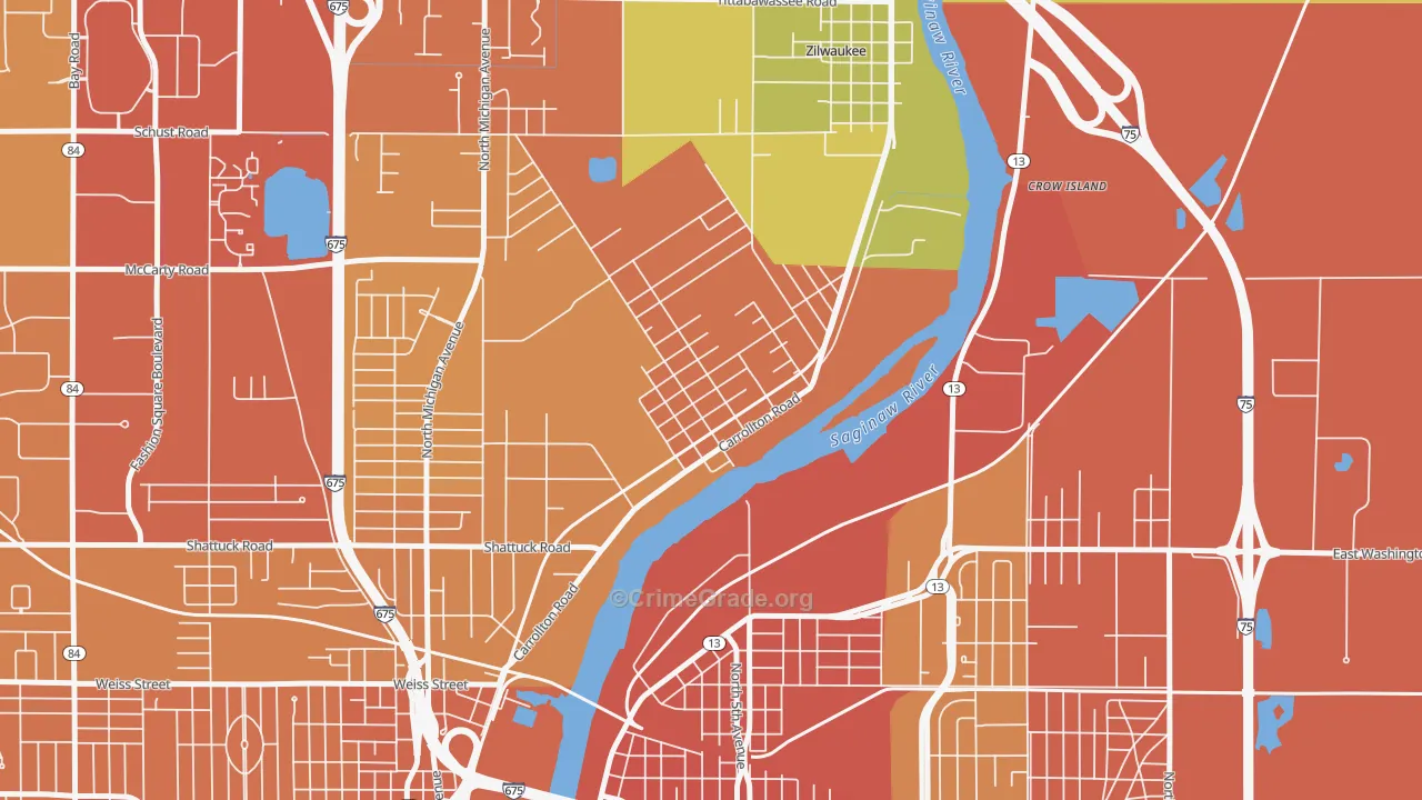 Carrollton, MI Map of Robbery Rates