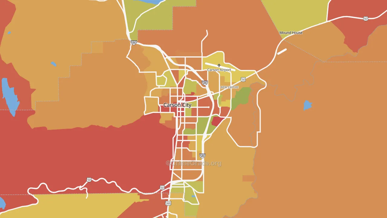 Carson City, NV Map of Robbery Rates