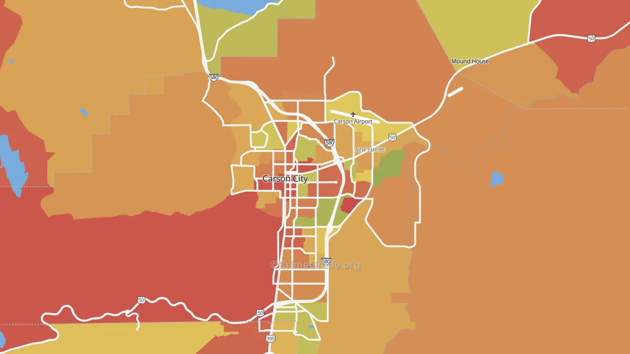 Carson City, NV Map of Robbery Rates