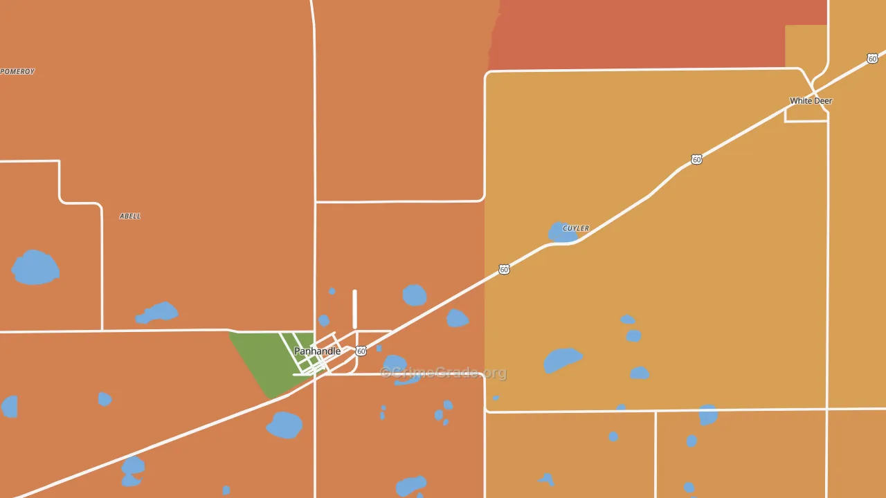 Carson County, TX Map of Robbery Rates