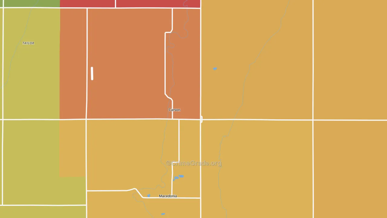 Carson, IA Map of Robbery Rates