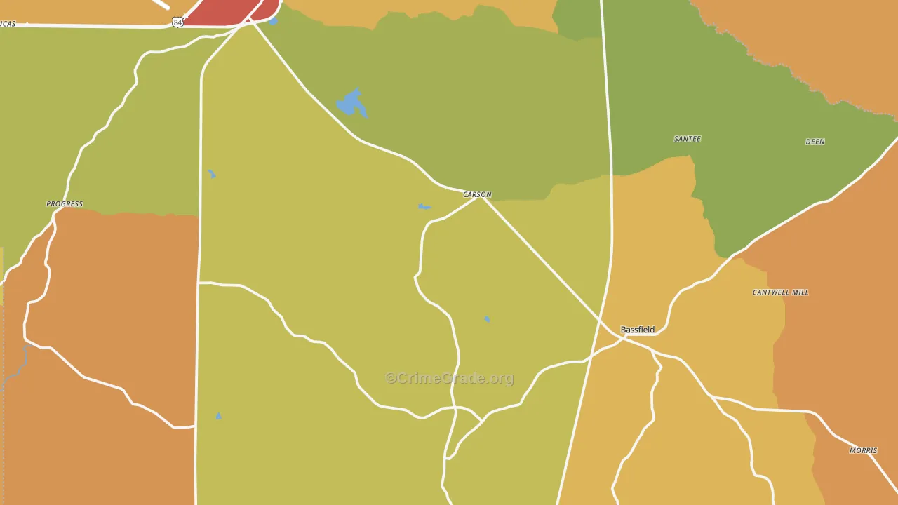 Carson, MS Map of Robbery Rates