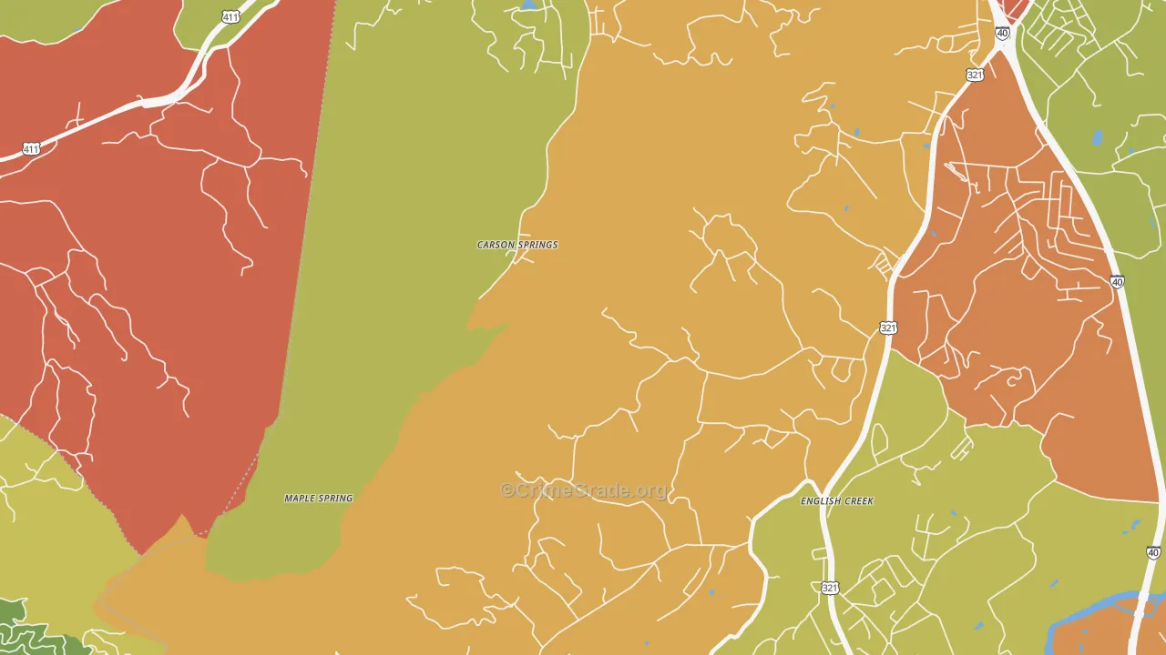 Carson Spring, TN Map of Robbery Rates
