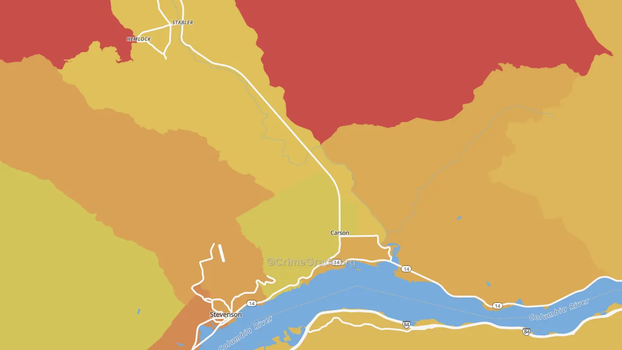 Carson, WA Map of Robbery Rates