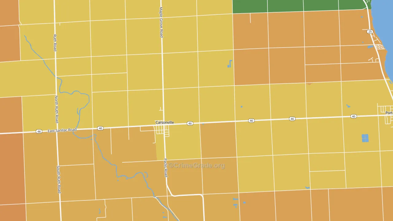 Carsonville, MI Map of Robbery Rates