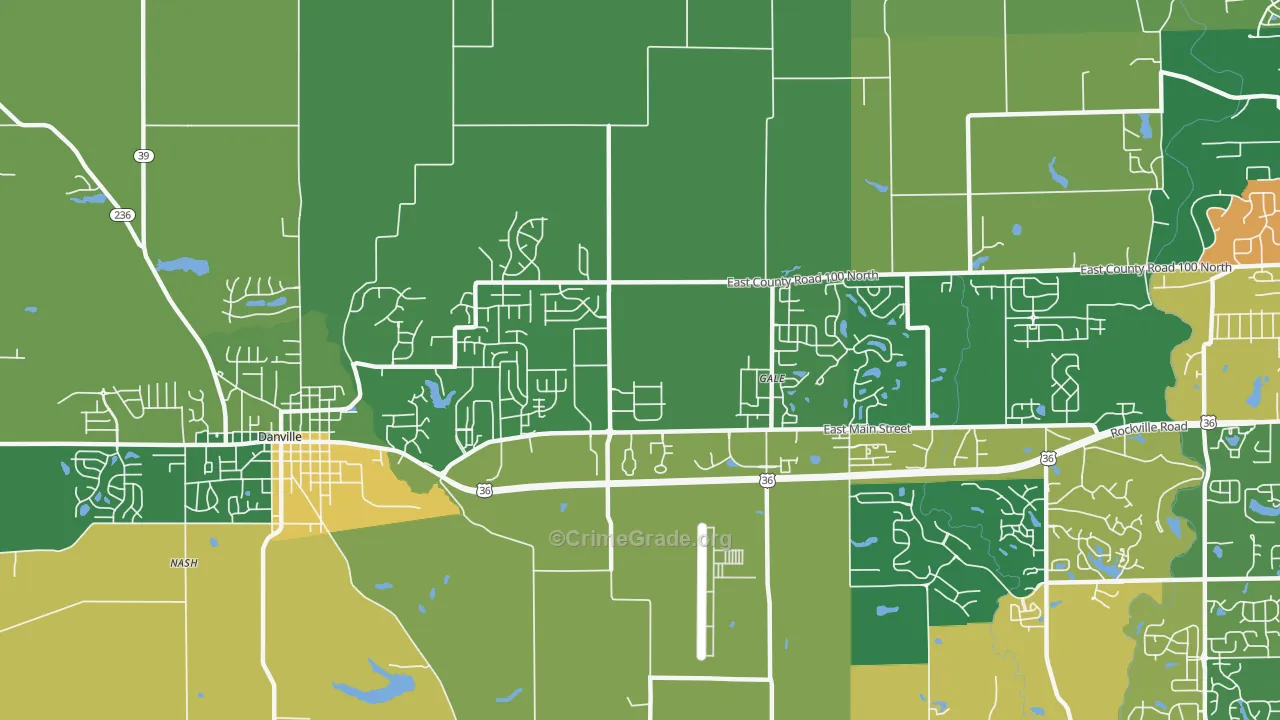 Cartersburg, IN Map of Robbery Rates