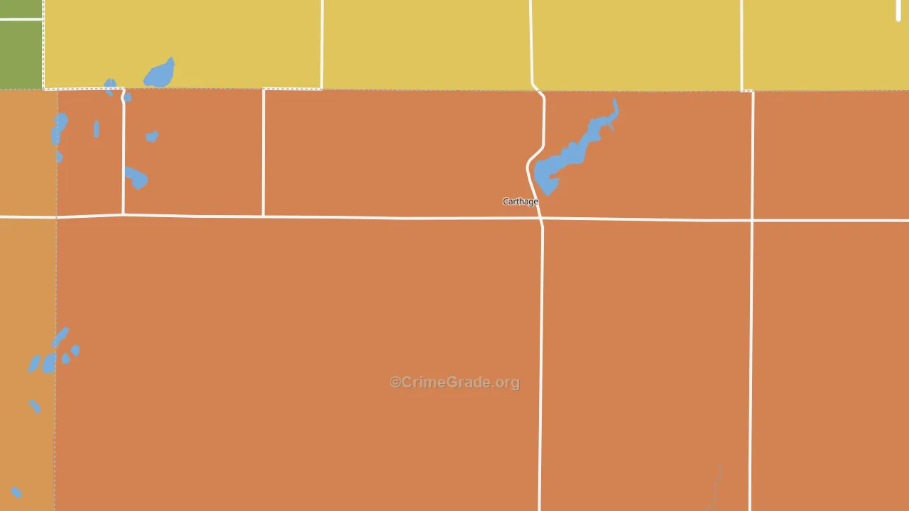 Carthage, SD Map of Robbery Rates