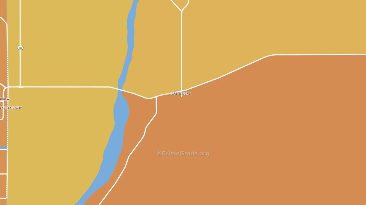 Cartwright, ND Map of Robbery Rates