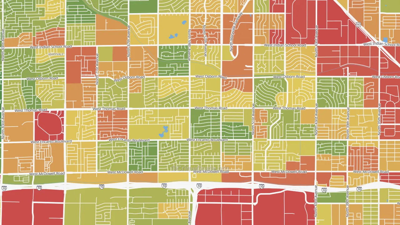Cartwright, Phoenix, AZ Map of Robbery Rates