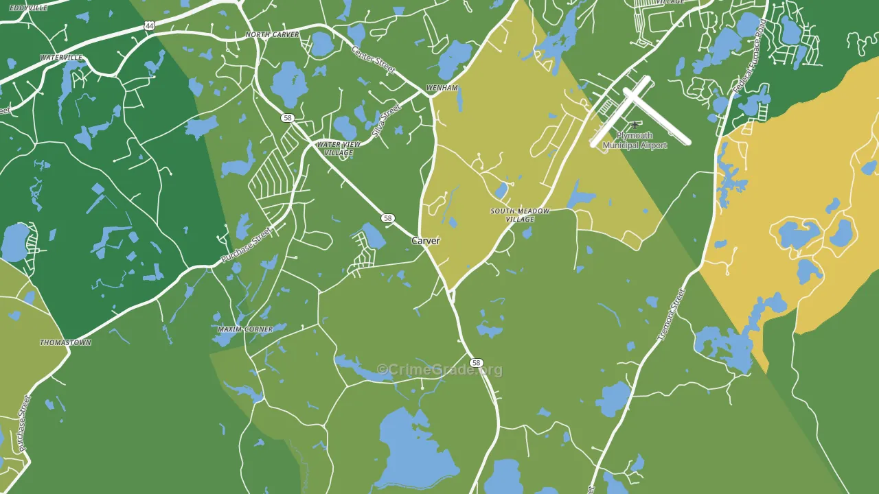 Carver, MA Map of Robbery Rates