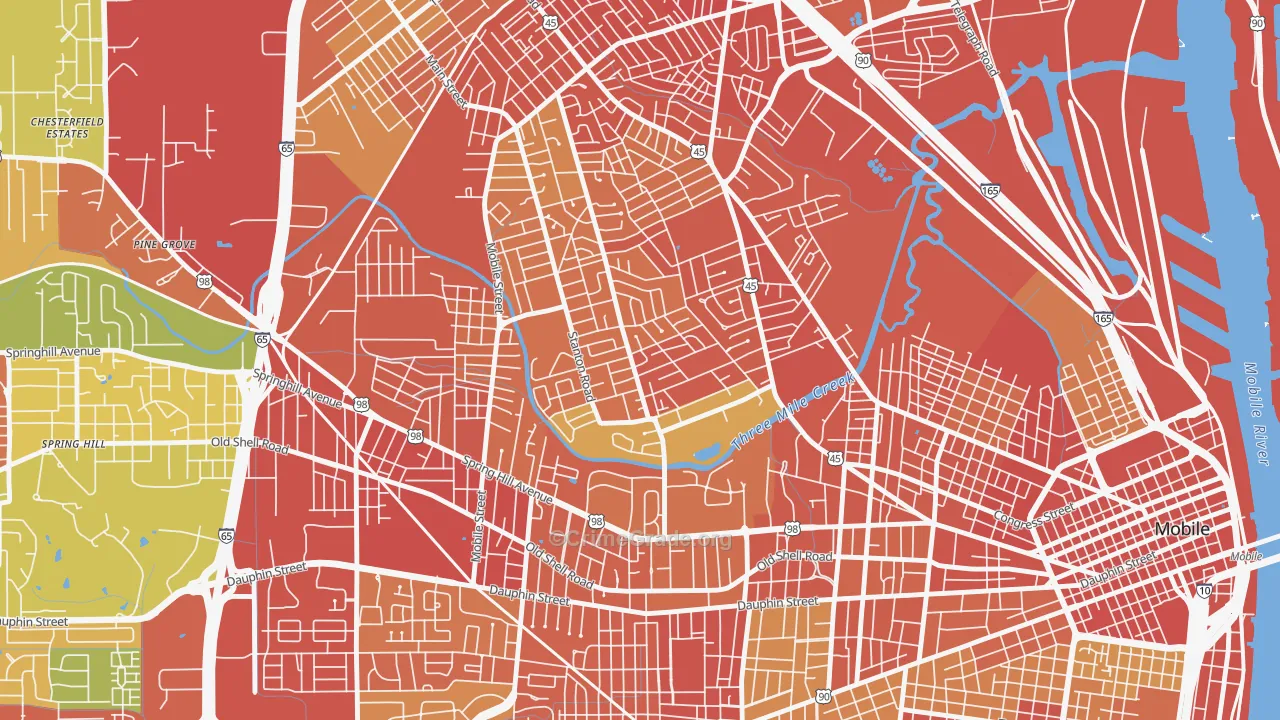 Carver, Mobile, AL Map of Robbery Rates