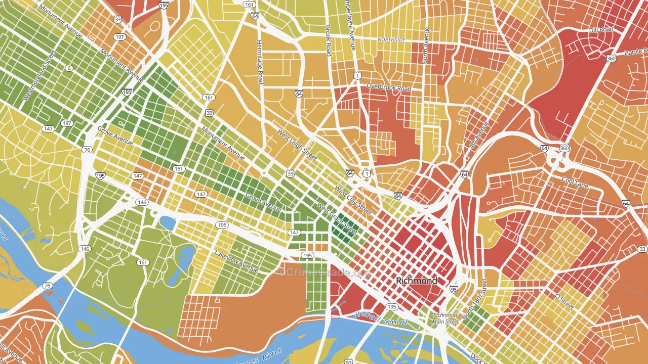 Carver-Richmond, Richmond, VA Map of Robbery Rates