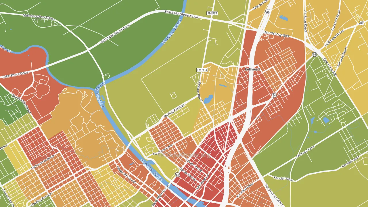 Carver, Waco, TX Map of Robbery Rates