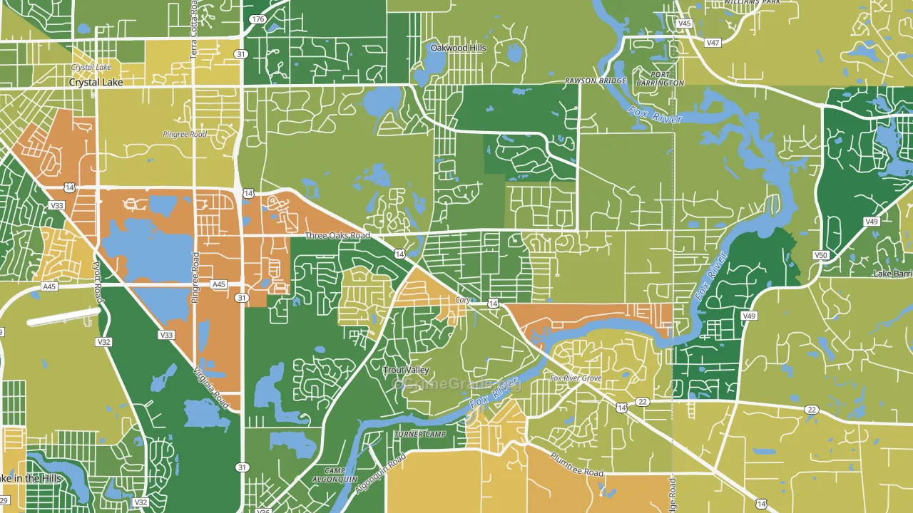 Cary, IL Map of Robbery Rates