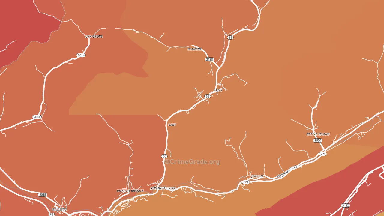 Cary, KY Map of Robbery Rates