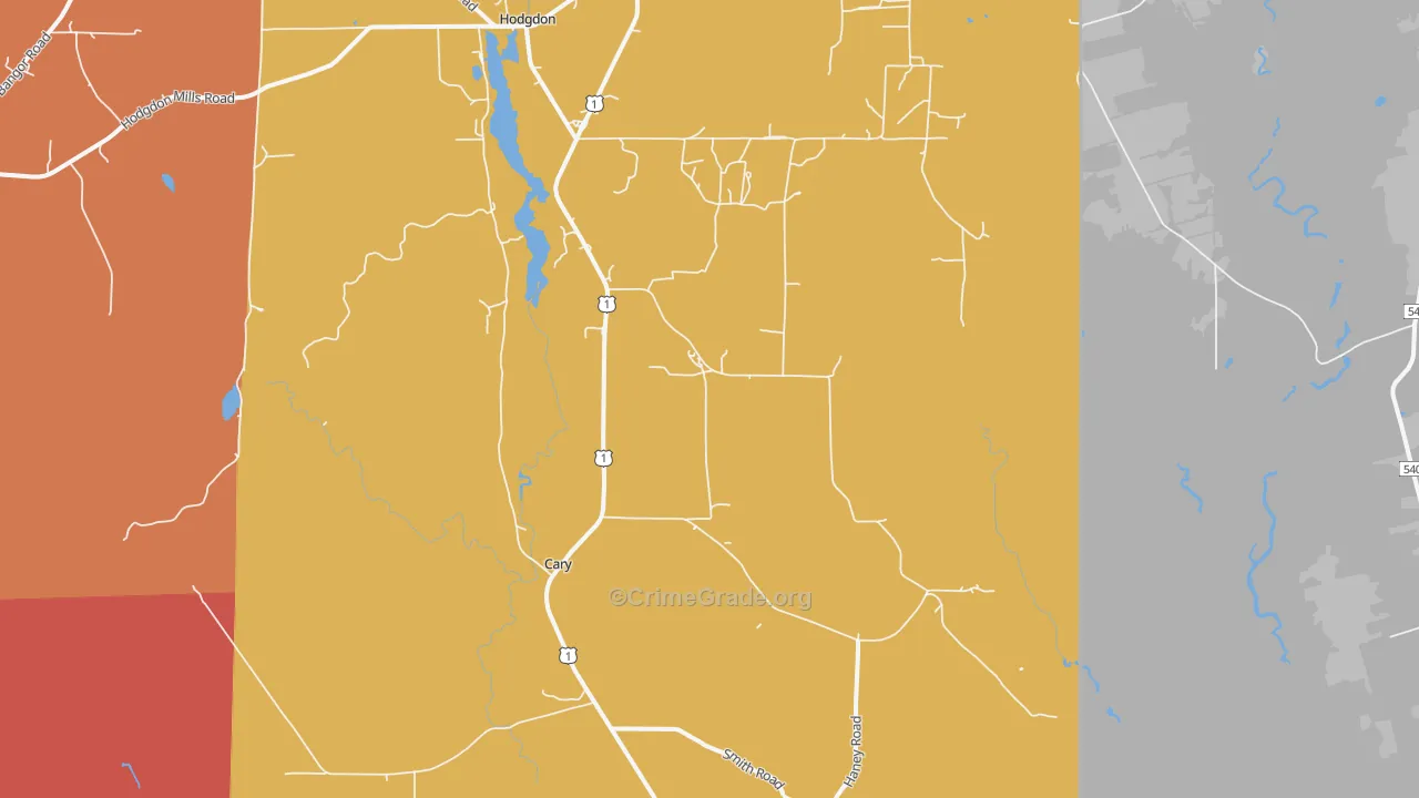 Cary, ME Map of Robbery Rates