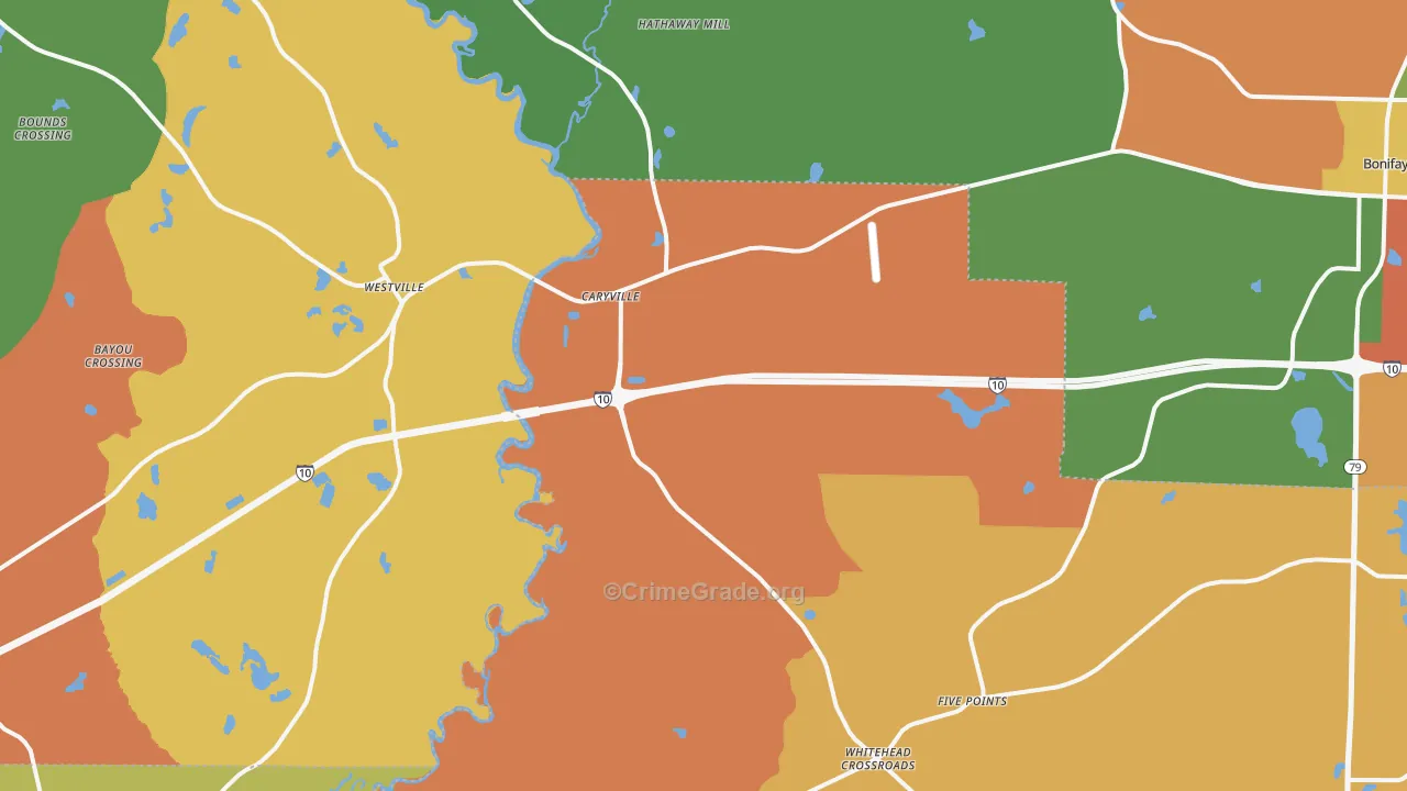 Caryville, FL Map of Robbery Rates