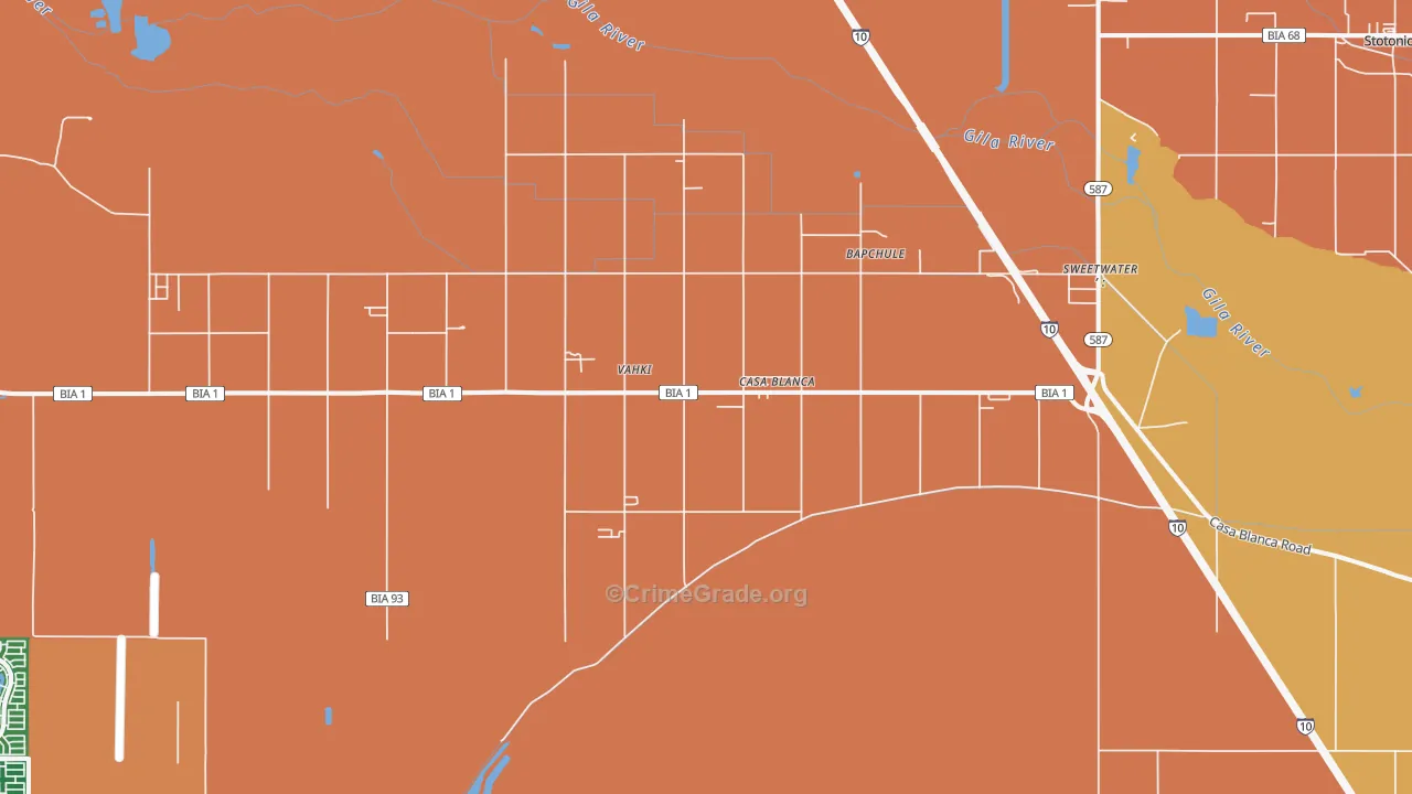 Casa Blanca, AZ Map of Robbery Rates