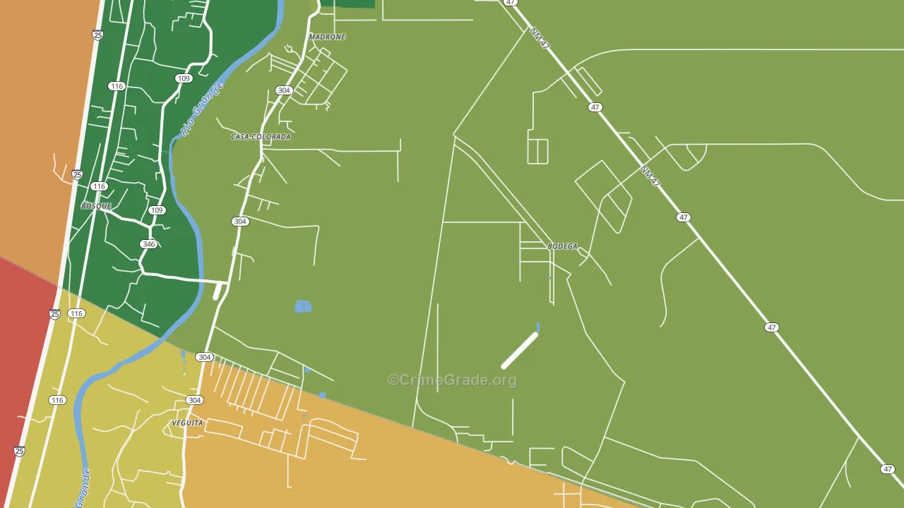 Casa Colorada, NM Map of Robbery Rates