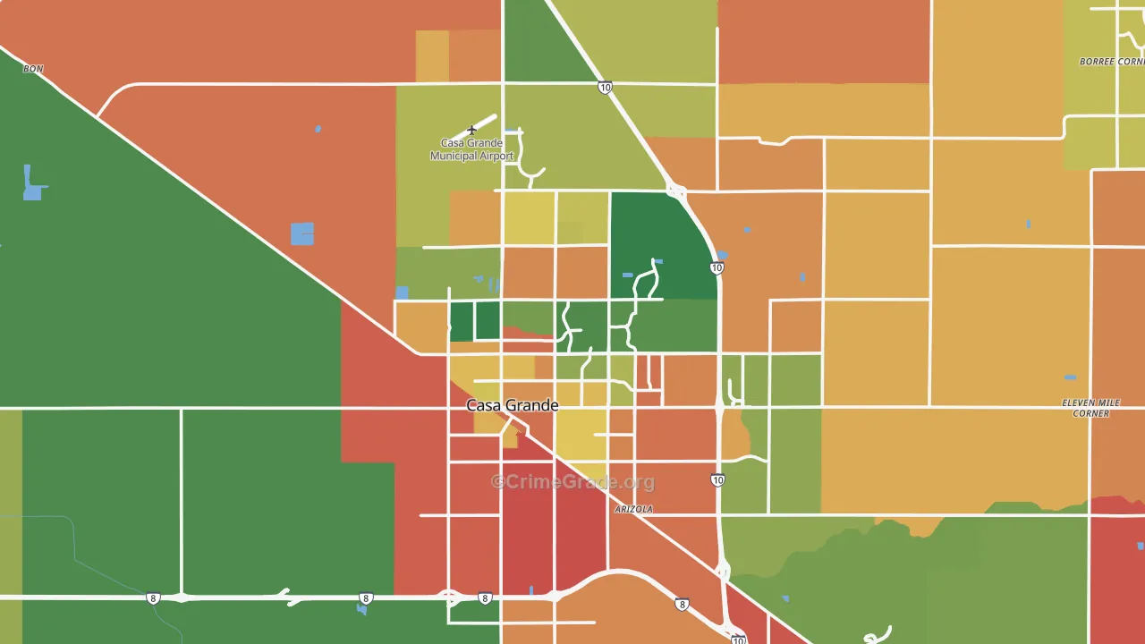Casa Grande, AZ Map of Robbery Rates