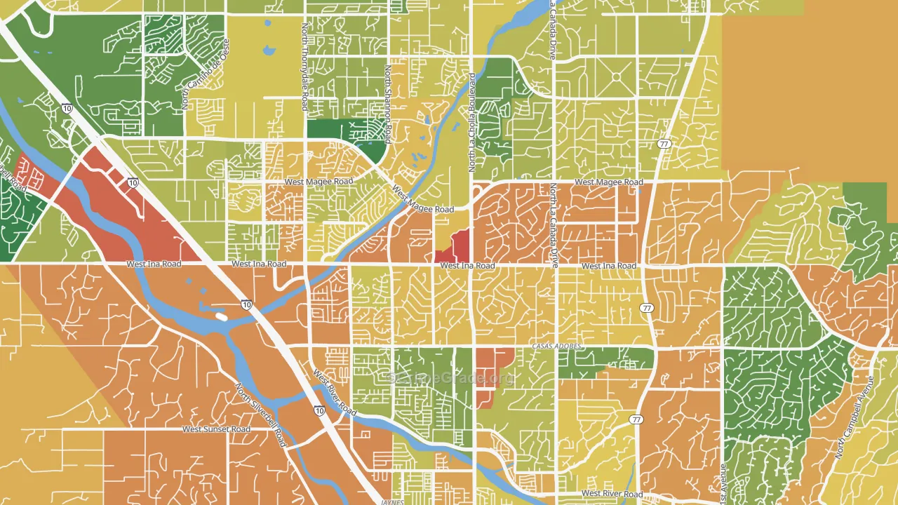 Casas Adobes, AZ Map of Robbery Rates