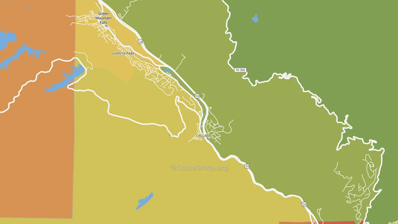 Cascade, CO Map of Robbery Rates