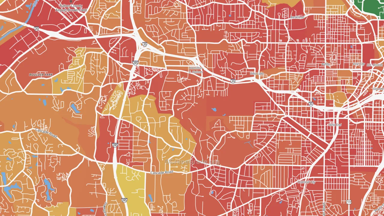 Cascade Heights, Atlanta, GA Map of Robbery Rates