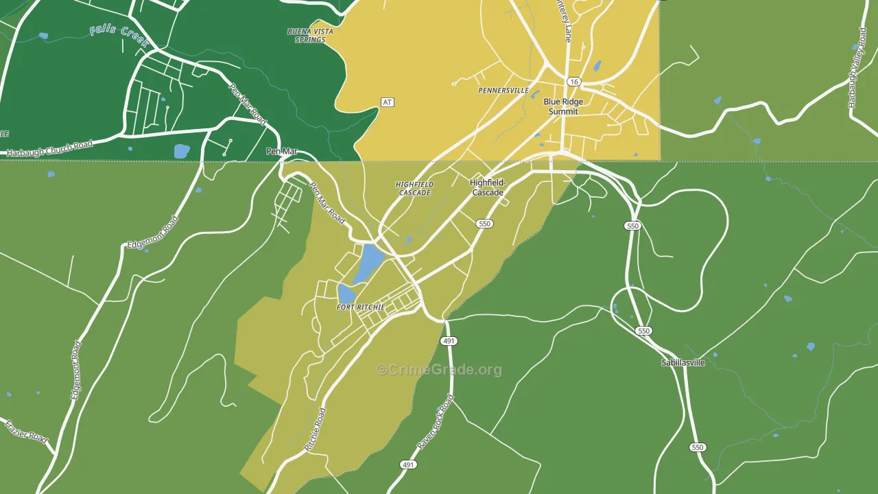Cascade, MD Map of Robbery Rates